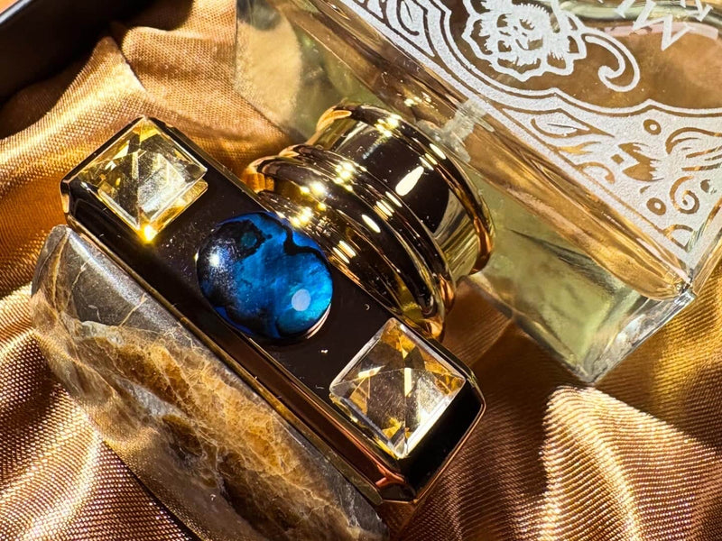 Meleg Ltd Serpentine, Citrine and Abalone - Custom Perfume Cap